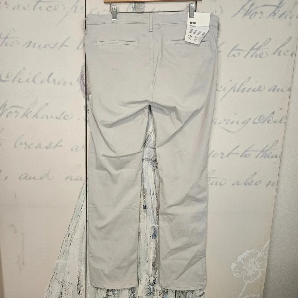 Edwin Otis Chino Mens‎ 38 Stone Grey Stretch Straight Leg Pants NWT $168